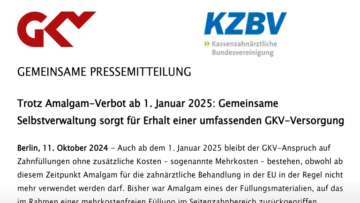 Zahnfüllungen ab 1. Januar 2025